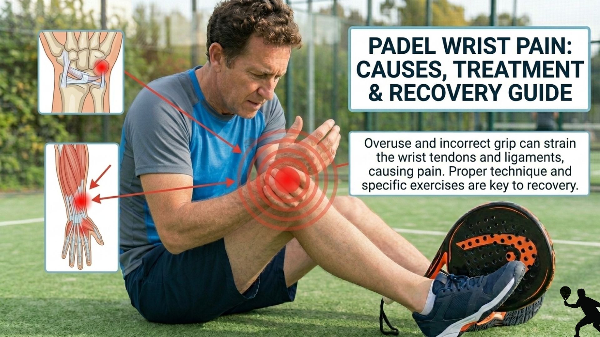 Padel wrist pain visual guide