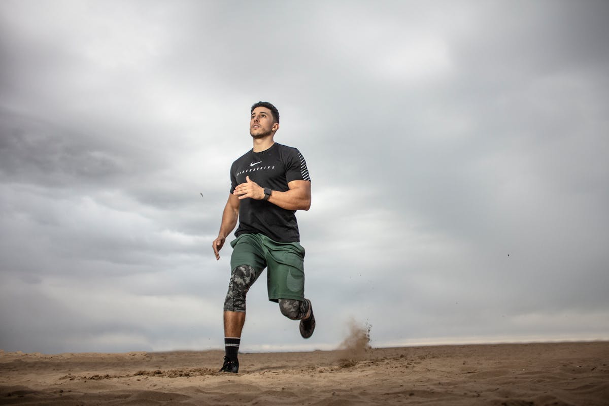 Athlete stretching and recovering